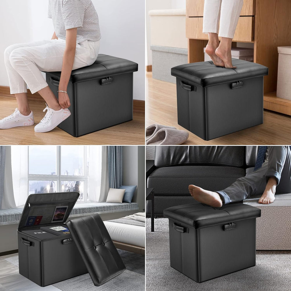 DocSafe Storage Ottoman with Lock,Fireproof Folding Ottoman Foot Rest Stool S...