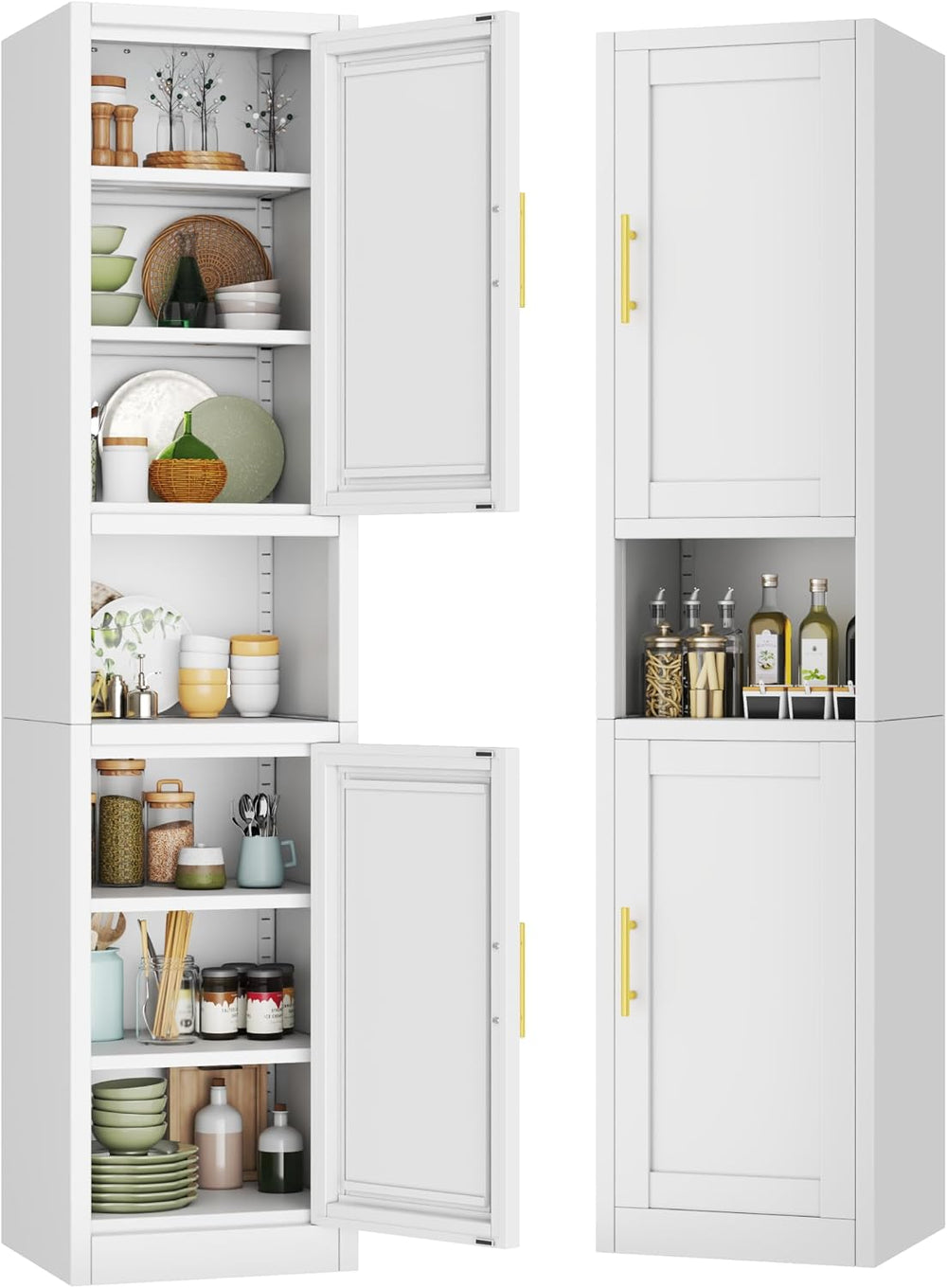 Tokawa 67” Tall Slim Storage Cabinet, 12 Inch Deep x 16 Inch Wide Metal Pantr...