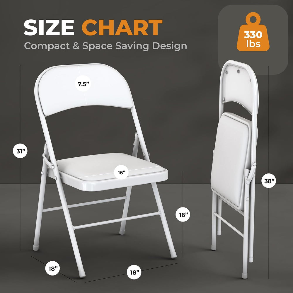 Our Modern Space 4 Pack Leather Chair | Foldable & Stackable | 350 lbs Ca...