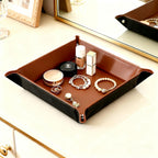 Valet Tray Organizer, 5.5" Square Catch All Tray for Men & Women - for Nightstand, Entryway,Desk & Dresser Top | Jewelry & EDC Holder for Watches, Rings, Keys, Wallet, Phone, Glasses