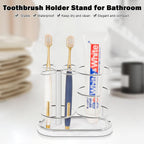 HarJue Toothbrush Holder Stand for Bathroom, Metal Toothbrush Organizer with Marble Base, Toothbrush Storage Collection for Family, Suitable for Home Hotel Countertop Vanity (Medium, Chrome Finish)