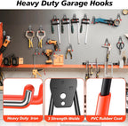 4 Pack Heavy Duty Garage Hooks,Solid Steel Wall Mount Hangers,with Anti-Slip Coating,for Hanging and Organising Ladder,Bike,Ropes,Broom,Garden,Yard and Power Tools(4.5x2.75 inch)