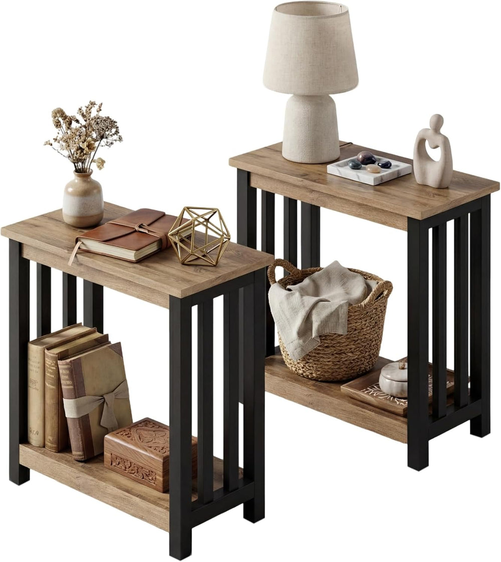 ChooChoo Mission End Tables Set of 2, Narrow Side Tables for Small Spaces, Ni...
