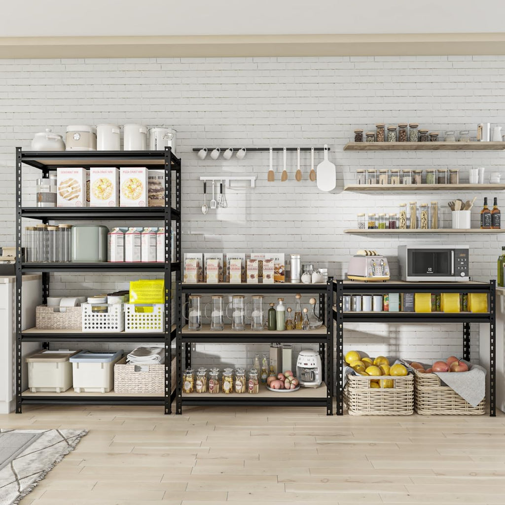 36" W Father&I 5-Shelf-Rack Industrial Metal Shelves Steel Utility Garage/Kitchen Storage Stand Shelving Units Adjustable Heavy-Duty Organizer for Shed/Closet/Pantry/Tote 72" H*36W*16D, Black