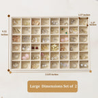 Large Velvet Jewelry Tray 2 Pack Stackable Jewelry Display Drawer Inserts Trays Organizer for Earring Bracelet Necklace Ring (Beige, 48 Grids)