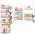 6 Tier Extra Large Hanging Closet Organizer, Closet Storage Hanging with Dividers, Wire Closet Shelf with 5 S Hooks 4 Dividers,Sweater Handbag Hat Accessory Storage Hanger,White