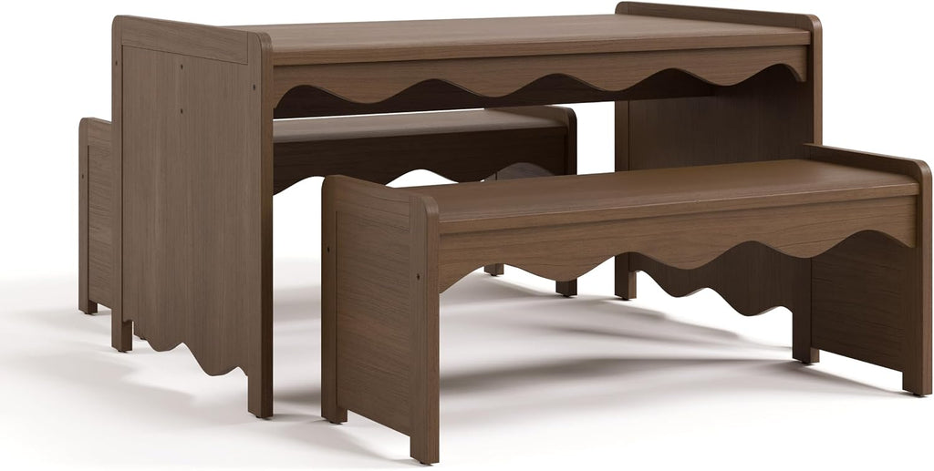 Storkcraft Casablanca Montessori Indoor Kids Table & Bench Set – Premium Kids Activity Table and Bench Set, Toddler Furniture for Crafts and Snack Time, Durable & Easy-to-Clean Surface (Hazelnut)