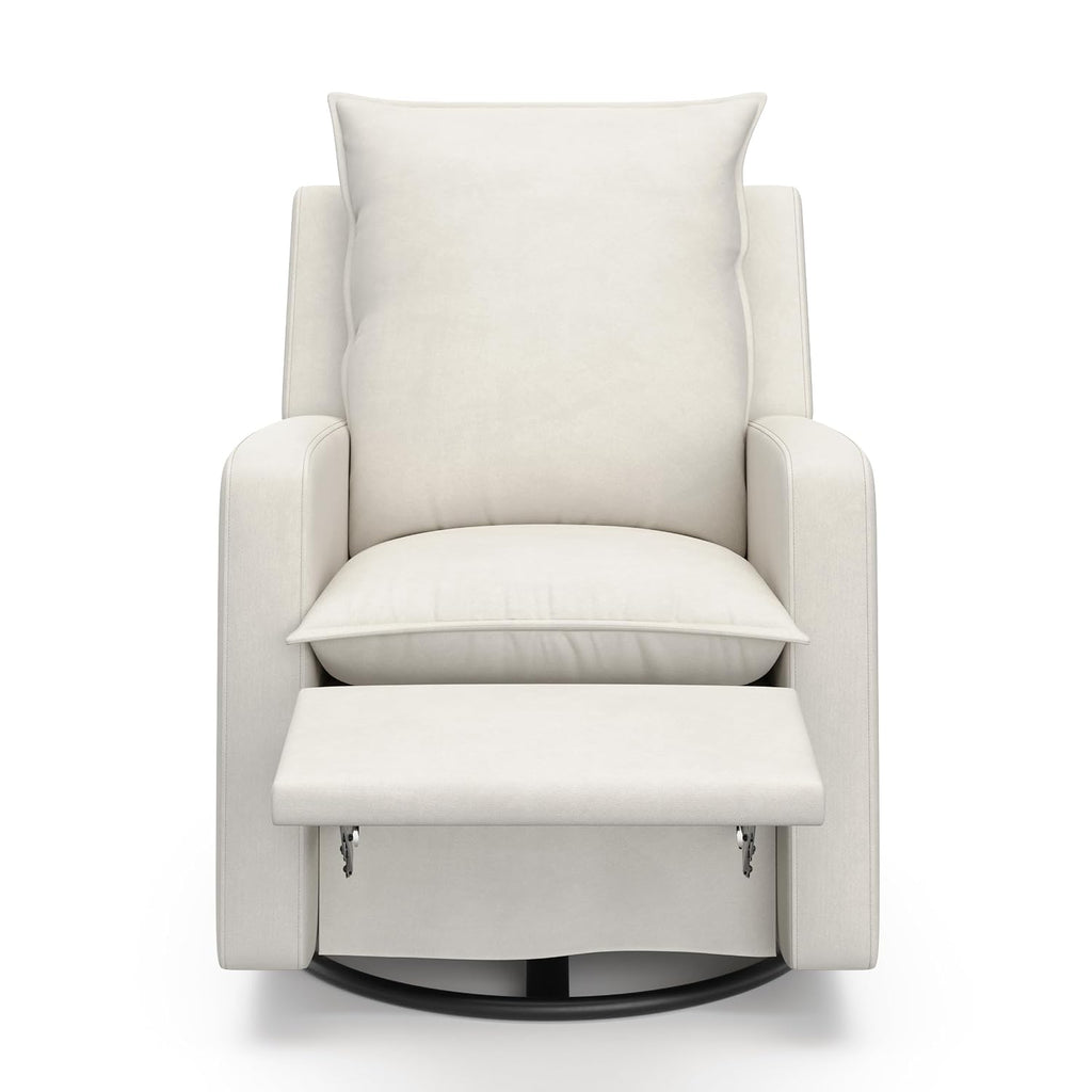 Storkcraft Timeless Recliner Swivel Glider with USB Charging Ports, Ivory | USB-C and USB-A Charging Port, 360-Degree Metal Swivel Base, Manual Extending Foot Rest, Glider Rocking Chair
