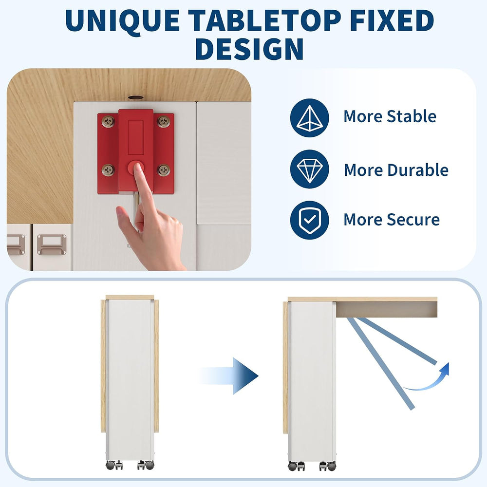 IDEALHOUSE Folding Dining Table, Folding Kitchen Table with Drawers and Stora...