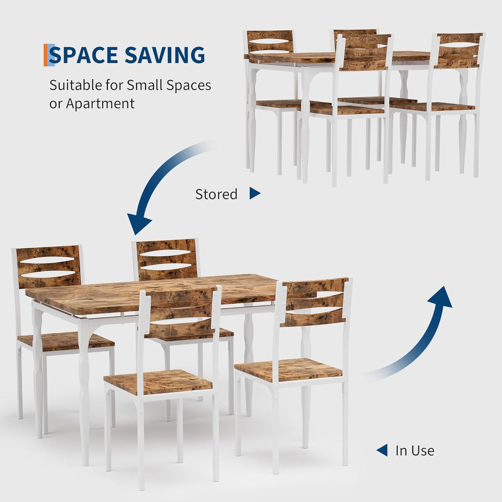 GarveeHome 5 Piece Dining Table Set, Industrial Style Dining Table and Chairs...