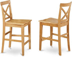 East West Furniture CAPU7H-OAK-W 7 Piece Kitchen Counter Height Dining Table Set Consist of a Rectangle Dining Room Table and 6 Wooden Seat Chairs, 36x60 Inch, Oak
