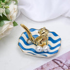 Ceramic Jewelry Cat Tray, Ring Holder Trinket Dish, Gifts for Women | Jewelry Organizer, Trinket Tray, Engagement, Birthday Gifts, Vanity Cat Decor for Earrings, Necklace, Bracelet