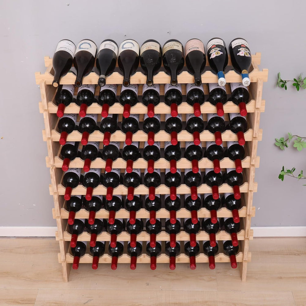 72 Bottle Stackable Storage Modular Wine Rack Cabinet Bamboo freestanding Flo...