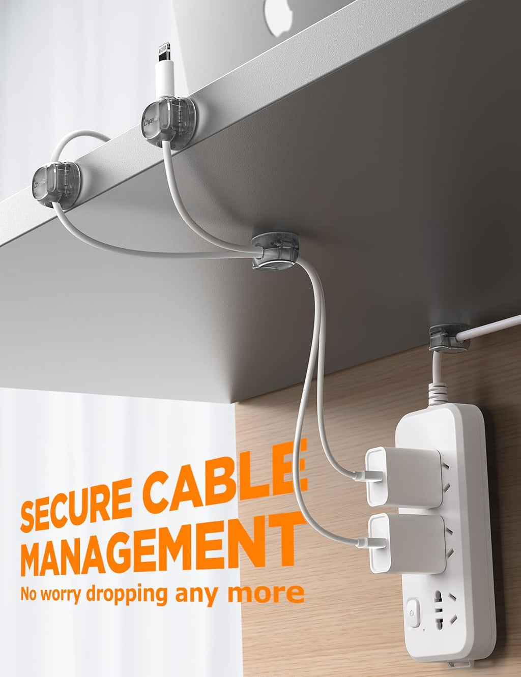 12Pack Cable Clips - Chfeila Latest Dual Spring Cord Organizer with Clasp Lock, [Max Stability] Desk Cable Management, Adhesive Phone Charging Wire Holder for Nightstand/Car/Wall, Office Accessory