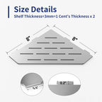 Corner Shower Shelf, 304 Stainless Steel Pentagonal Heavy Duty Floating Corner Sheves Slot Design Recessed Bathroom Shelf for Tiled Wall 2 Pack(Brushed, 8"-2 Pack)