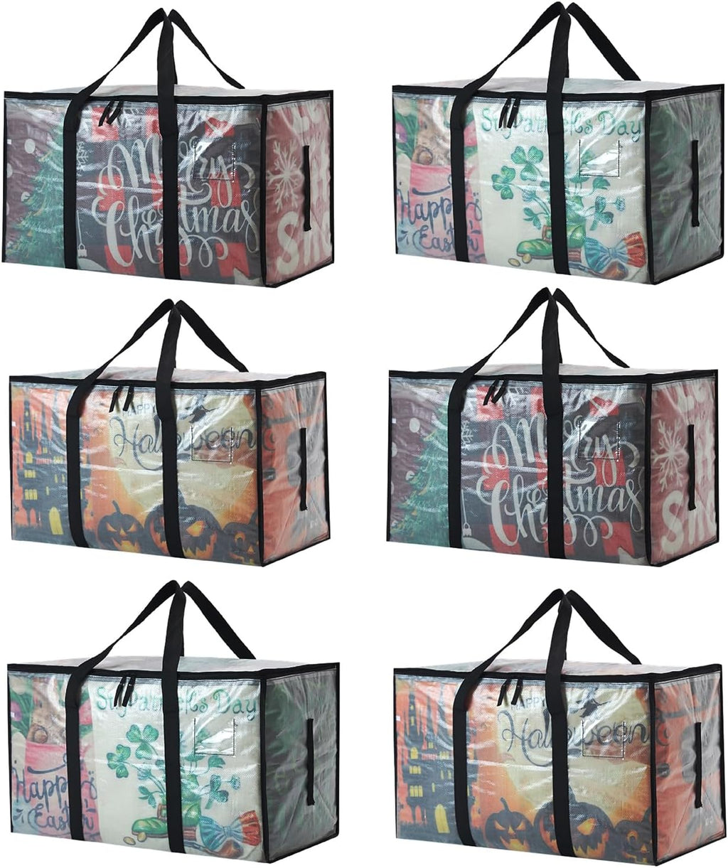 Heavy Duty 93L (24.5 Gallon) Stackable Storage Bins with Fully Openable Lids, Moving Bags Heavy Duty, Clear Plastic Totes for Moving Storage, Home Organization, Christmas Decorations. 6 pack
