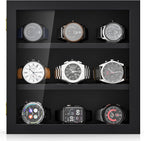 TJ.MOREE 9-Slot Watch Display Case, Wall Mount Wooden Watch Box, Vertical Storage Men’s Watch Box