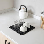 Silicone Dish Drying Mat for Multiple Usage,Easy clean,Eco-friendly,Heat-resistant Silicone Mat for Kitchen Counter or Sink,Refrigerator or Drawer liner Black M 12 inches x 12 inches