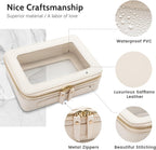 Aveniee Clear Makeup Bag Organizer, Travel Toiletry Bag Cosmetic Case for Women, Portable Make Up Skincare Pouch Car Organizer Bag with Zippers for Essentials,White
