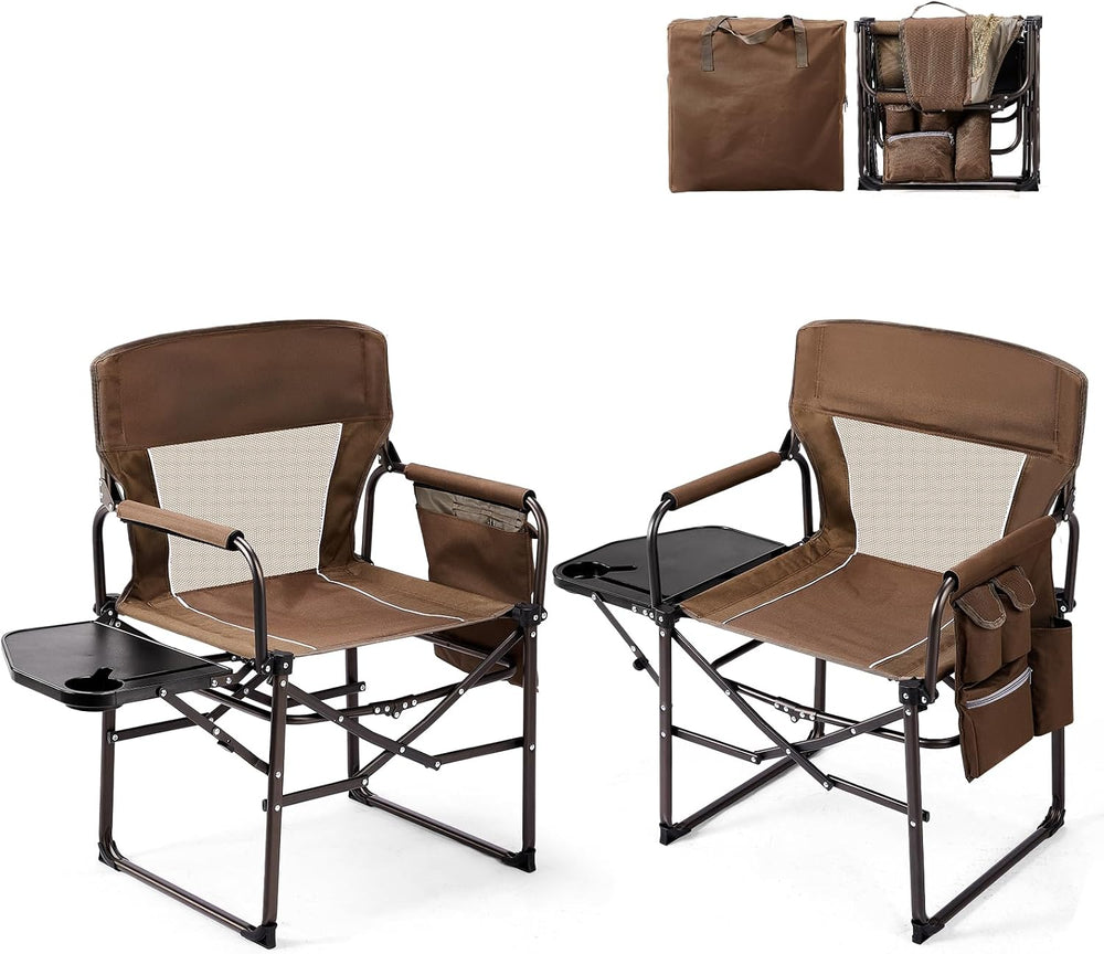 VINGLI Camping Chairs, Directors Chair, Camping Chair with Side Table & C...
