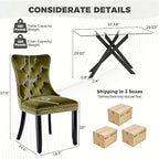 51 Inch Glass Dining Table Set for 4, Rectangular Glass Kitchen Table with 4 Upholstered Velvet Accent Chairs, 5 Piece Modern Dining Room Set, for Home, Apartment, Small Spaces -- Olive Green Black