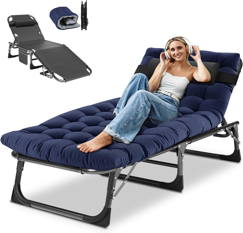 DoCred Chaise Lounge Chair, 5-Position Folding Outdoor Lounge Chair | Heavy D...