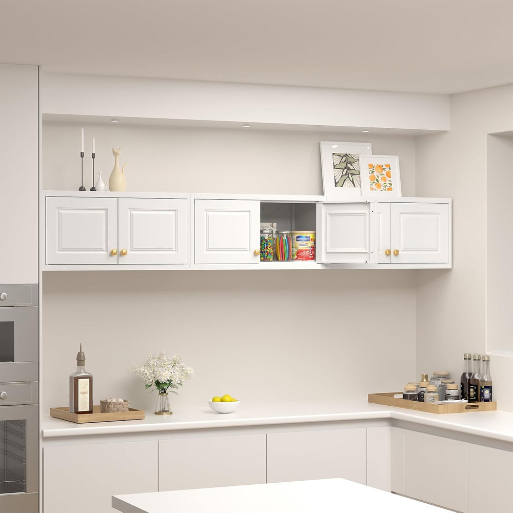 Metal Storage Cabinet with Doors, Small Kitchen Storage Cabinets, White Wall ...
