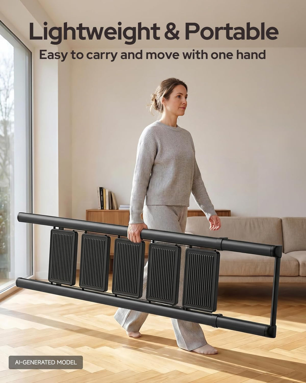 5 Step Ladder, Foldable 5 Step Stool, Black