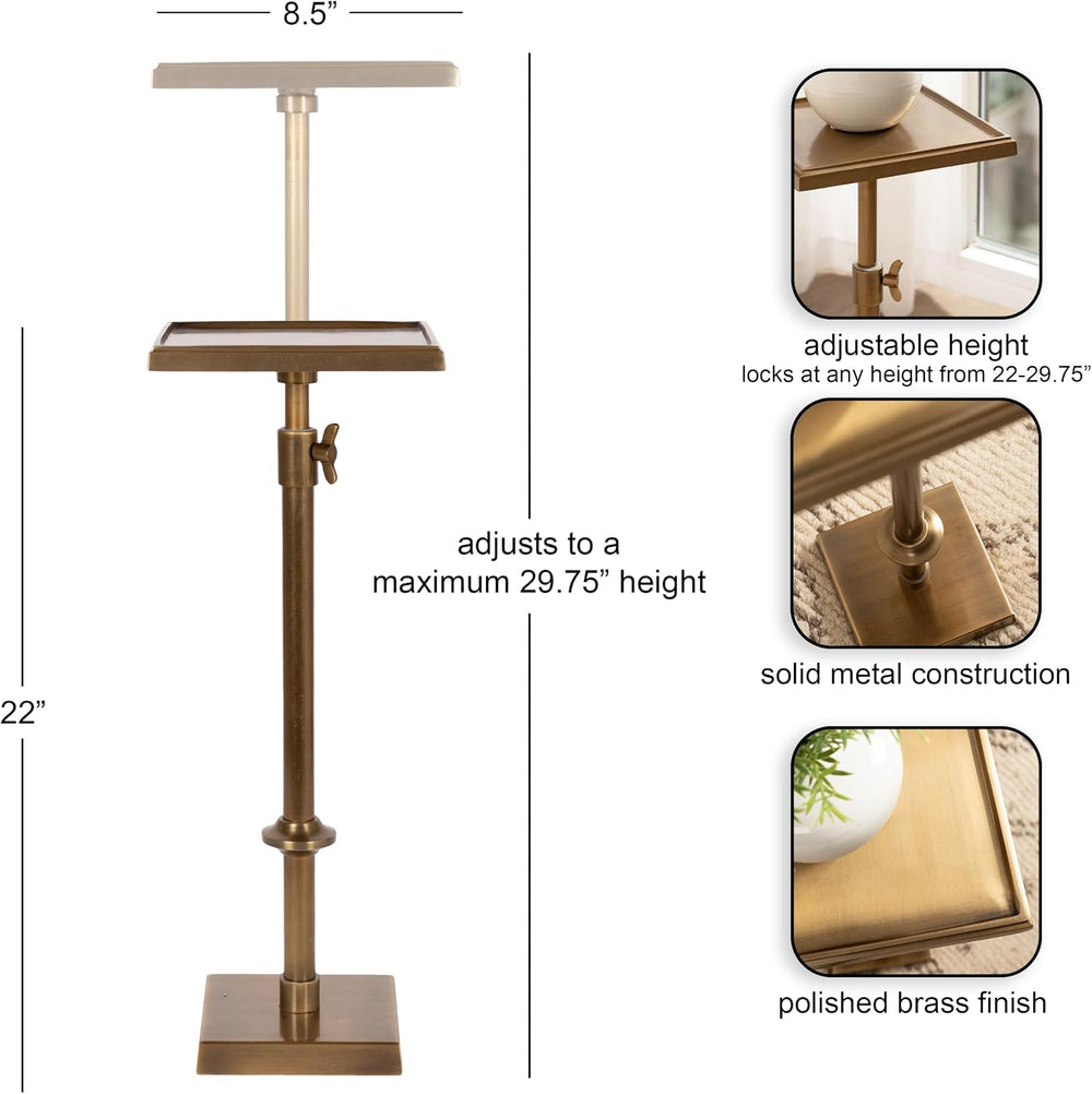 Kate and Laurel Engles Traditional Adjustable-Height Square Pedestal Drink Ta...