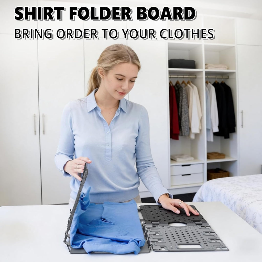 10Pcs Stackable Closet Organizer & Shirt Folding Board Bundle | Space-Savin Closet Organizers and Storage , Foldable ,Ideal for Tshirts ,Sweater ,Pants Storage in Bedroom and Dormroom Black