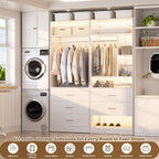Besiost 4FT Closet Systems with 5 Drawers, 48" Closet Organizer System | Wood Closet Organizer with 2 Hanging Rods & 7 Shelves, Heavy Duty 48" Walk-in Closet for Nusery, White (48"L x 15" W x 80" H)