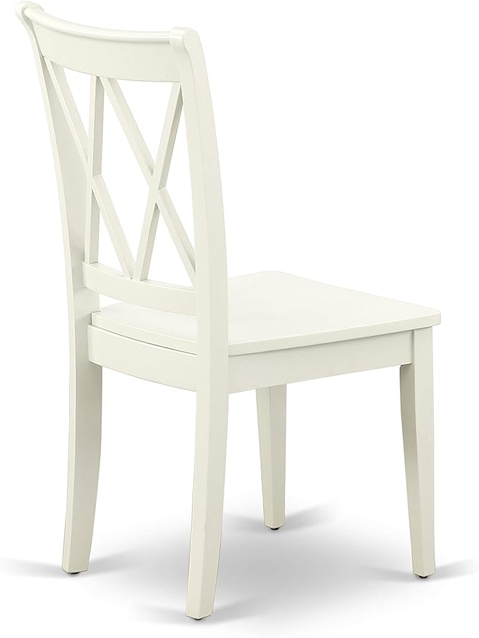 East West Furniture HBCL5-LWH-W 5 Piece Dining Set Includes a Round Dining Room Table with Pedestal and 4 Kitchen Chairs, 42x42 Inch, Linen White