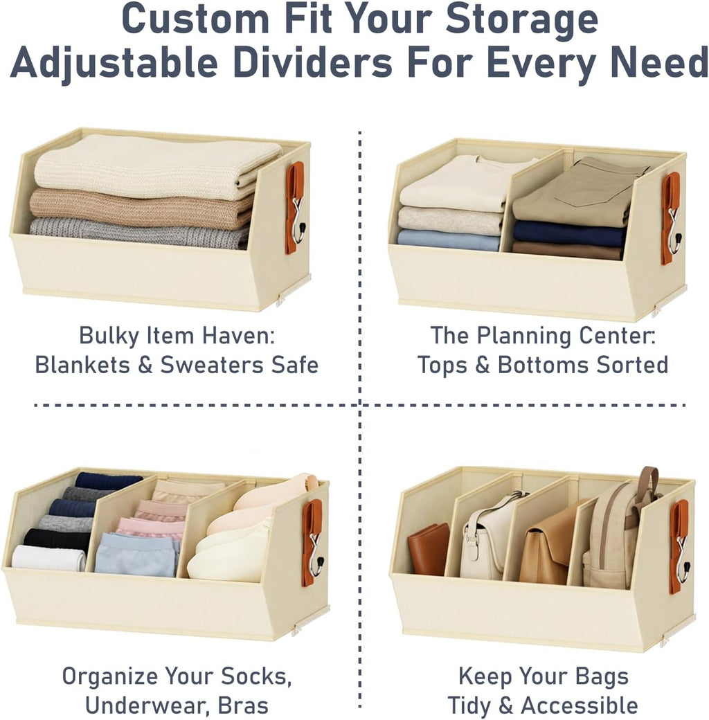 Hanging Closet Organizer Extra Large, Clothes Hanging Shelves for Closet with Divider, Collapsible Closet Storage System, Fabric Closet Hanging Organizer for Home, Dorm, Rv, ,Handbags, Underwear, Sock