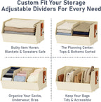 Hanging Closet Organizer Extra Large, Clothes Hanging Shelves for Closet with Divider, Collapsible Closet Storage System, Fabric Closet Hanging Organizer for Home, Dorm, Rv, ,Handbags, Underwear, Sock