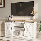 4 EVER WINNER TV Stand for 65 Inch TV for Living Room, Modern Farmhouse Barn Door TV Stand with Storage Cabinets and Adjustable Shelves for Bedroom, Media Entertainment Center TV Console Table, White
