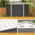 Patiowell 12 x 8 FT Outdoor Storage Shed, Steel Shed Storage House with Design of Lockable Doors, Utility and Tool Storage for Garden, Patio, Backyard, Outside use, Gray