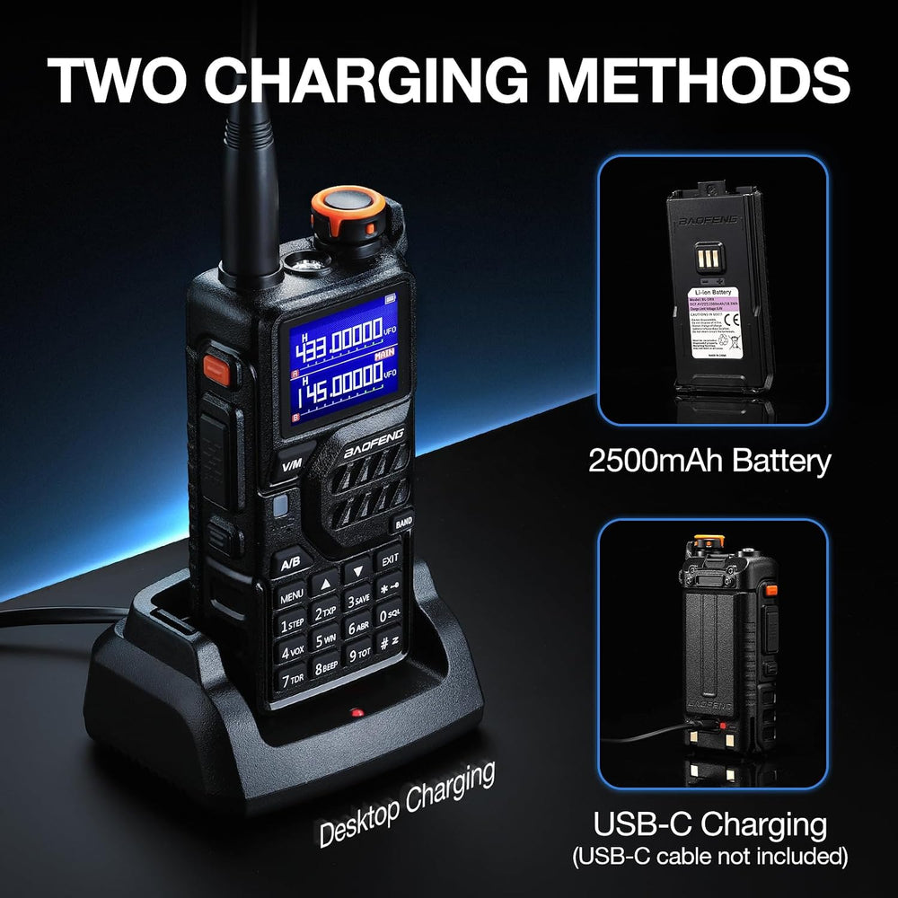 BAOFENG K5PLUS 10W Ham Radio with Speaker Mic & Programming Cable [2 Packs]