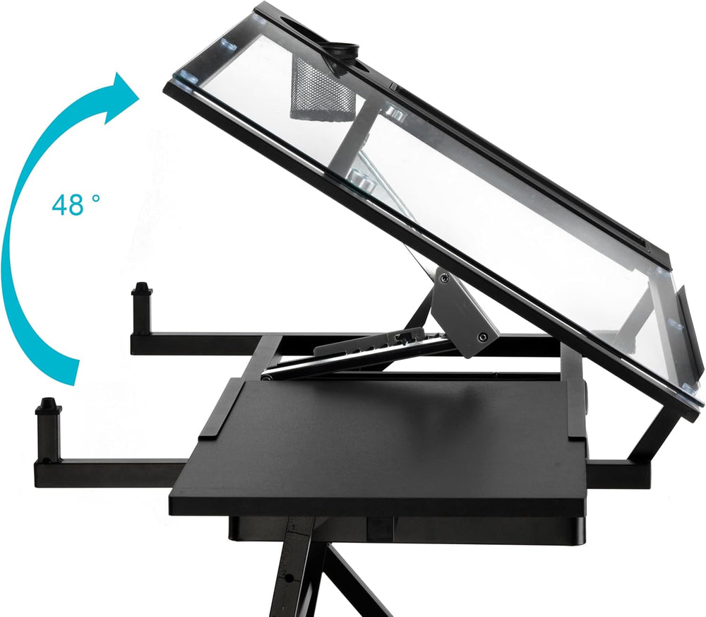 Artist's Loft Artist Table - Glass-Top Table for Drafting, Drawing, Sketc...
