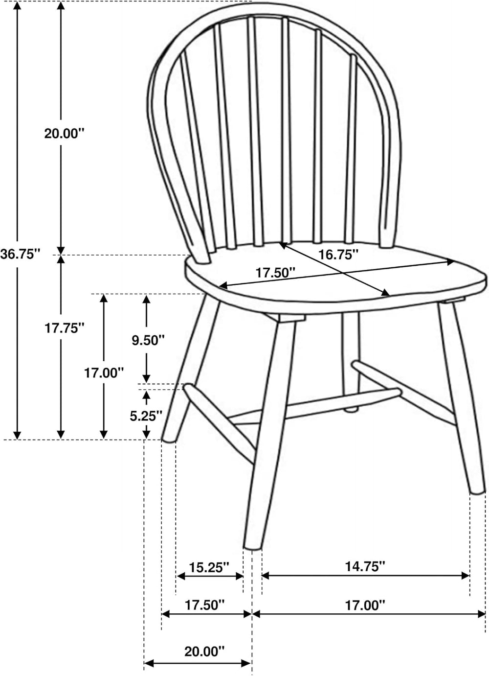 Coaster Home Furnishings - Cinder - Asian Hardwood - Windsor-Style Armless Di...
