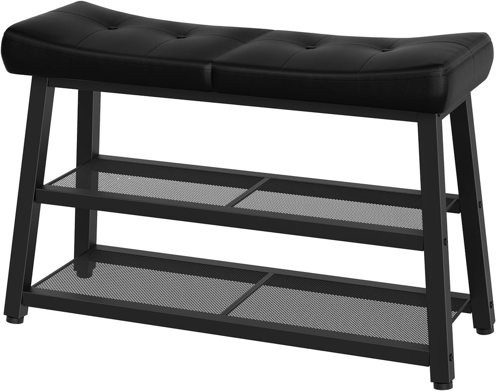 YATINEY Shoe Bench, 3-Tier Shoe Rack, Entryway Bench with Storage and Cushion...