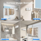 Retractable Clothesline Indoor, Non-Sagging Twin Clothes Line Retracting Outdoor Heavy Duty Clothes Drying Laundry Line Wall Mounted Stainless Steel Double Line-13.8 ft(White)