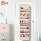 STORAGE MANIAC Over the Door Shoe Organizer with Curtain Dustproof Heavy-Duty Large Deep Pocket Hanging Shoe Organizer for Closet Dorm & Narrow Door Storage Shoe Holder Shoe Rack, 9-Shelf Beige 1 Pack