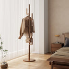 Muwuele Solid Wood Cactus Coat Rack, Freestanding Coat Rack With 6 L-Shaped Hooks and 3 Adjustable Sizes, Coat Tree for Bedroom, Entryway, Livingroom, Coat Hanger Stand for Coats, Handbags (Walnut)