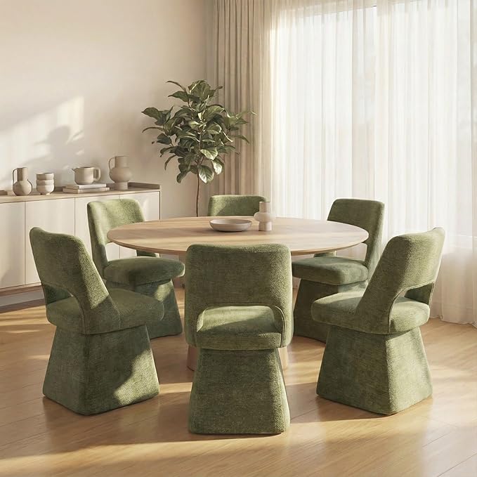 VKNOW Upholstered Swivel Dining Chairs Set of 2, Modern Dining Room Chairs wi...