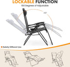 NEWBULIG Zero Gravity Chairs Set of 2, Lounge Chair Folding Portable Adjustable Camping Reclining Chairs with Adjustable Pollow, Mesh Back, Cup Holder Trays Lawn Patio Chair for Pool Beach