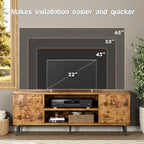 YESHOMY Modern TV Stand for 65" Television, Entertainment Center with Two Storage Cabinets, Retro Style Media Console for Living Room, Bedroom, Office, 58 Inch, Rustic Brown