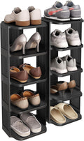 Kitstorack 10 Tiers Stackable Shoe Rack for Closet and Front Door Entrance - Free Standing Plastic Stand, Narrow Tall Vertical Organizer for Small Spaces Storage