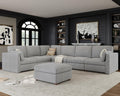 Oversized Modular Sectional Sofa V-Shaped Cloud Couches Gray | 7 Seater Large Deep Seat Couch Luxury Sectional Couches for Living Room, Solid Wood Frame, Removable Washable Cover