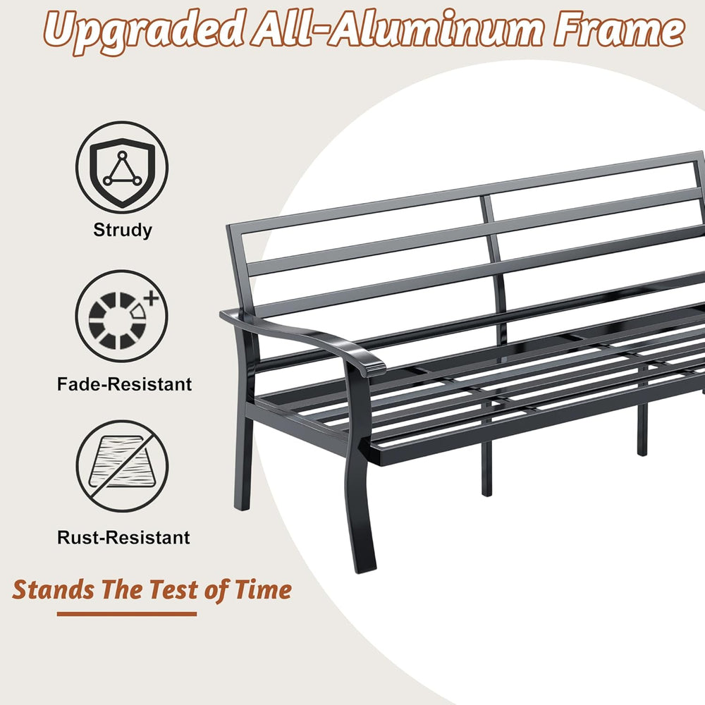 HOMREST Outdoor Couch Aluminum Patio Furniture Sofa, 3-Seat All-Weather Metal...