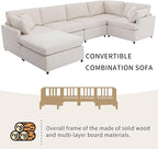 Merax 6-Seater Modern Large U-Shape Sectional Sofa, with Removable Ottomans for Living Room,Beige